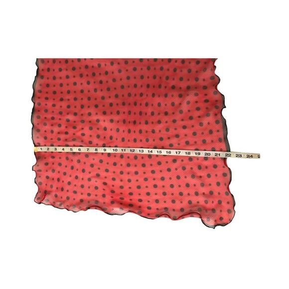 Women`s Small Square Scarf Bandana Red Black Polka Dot Headwear Neck Scarf - Picture 3 of 3